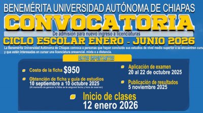 Convocatoria de Admisiós Enero-Junio 2026