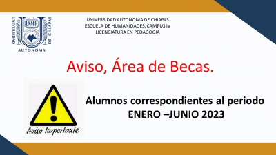 Aviso, Área de Becas